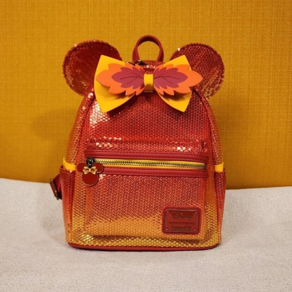 disney fall sequin minnie mouse ombre mini backpack Loungefly Disney Minnie Mouse Sequin Fall Ombre Mini Backpack NEW